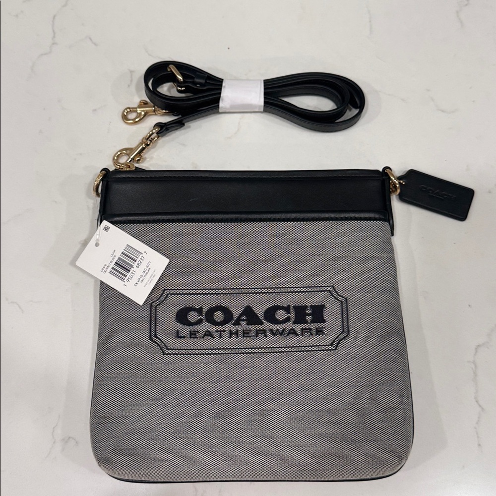 NWT Coach Leatherware Black and Gray Crossbody Bag - Picture 5 of 8